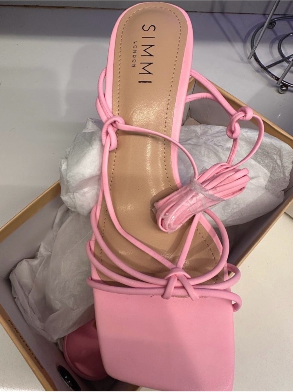 Pink Lace-Up Block Heel Sandals - Strappy Women's Heels